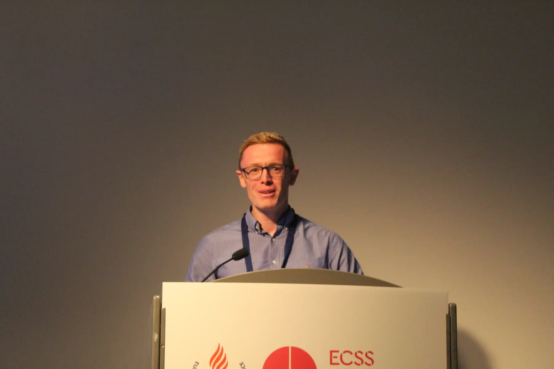 Dr Christopher Fennell presenting research at the European College of Sport Science congress