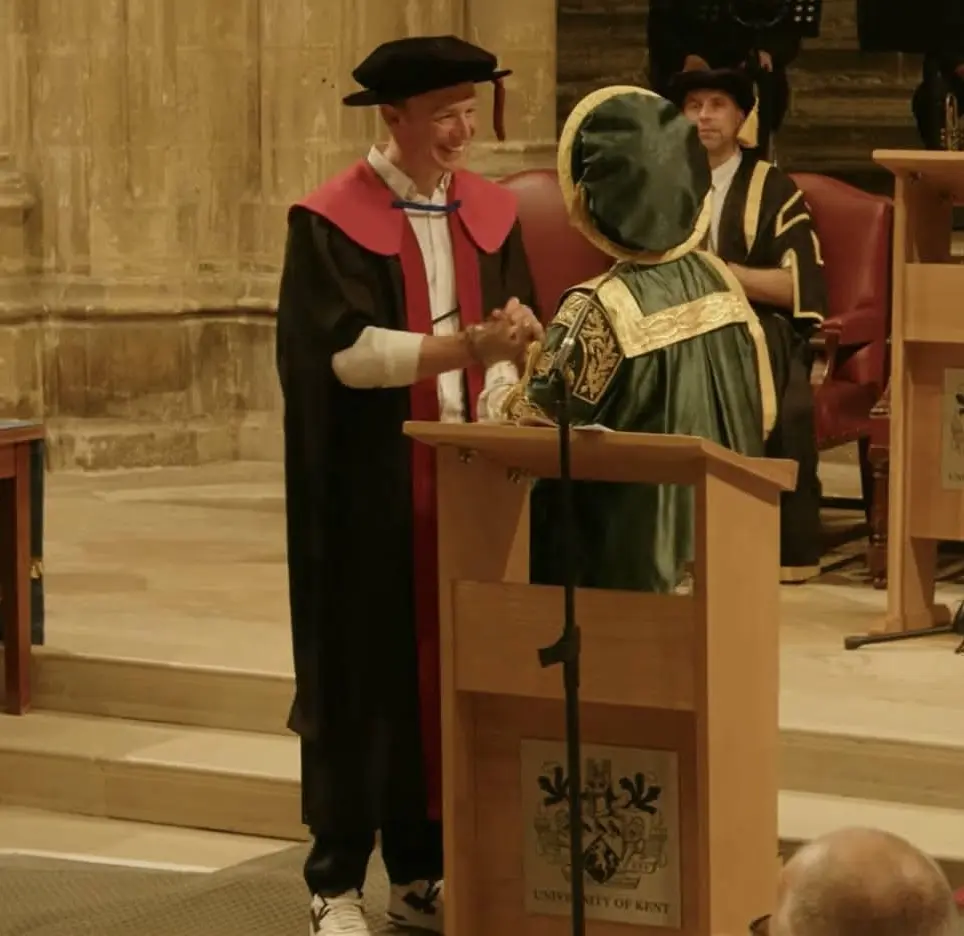 Dr Christopher Fennell receiving his doctoral degree at the University of Kent